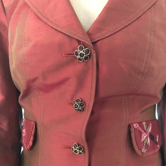 Vintage Burnt Orange Beaded Silk Skirt Suit Set. Rare find , nice workmanship. - Picture 3 of 15